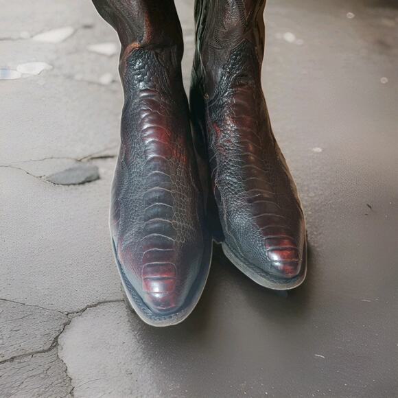 VINTAGE LUCCHESE 1883 Burgundy black RARE EXOTIC Cowboy BOOTS9.5.D main image 10